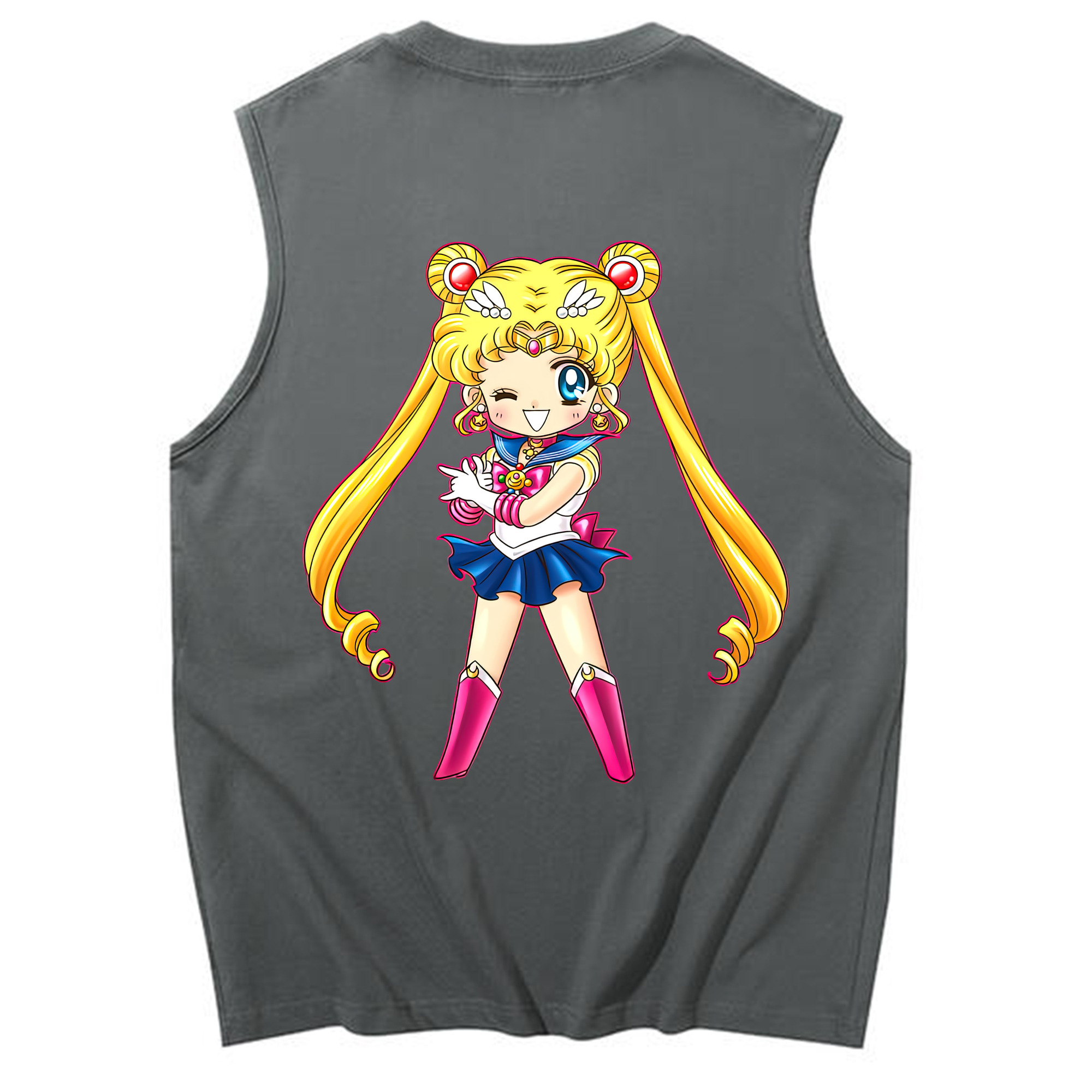 （画像用） 美少女戦士セーラームーン 月野 うさぎ つきの うさぎ Sailor Moon Tsukino Usagi コットン100％タンクトップ（背面プリント）